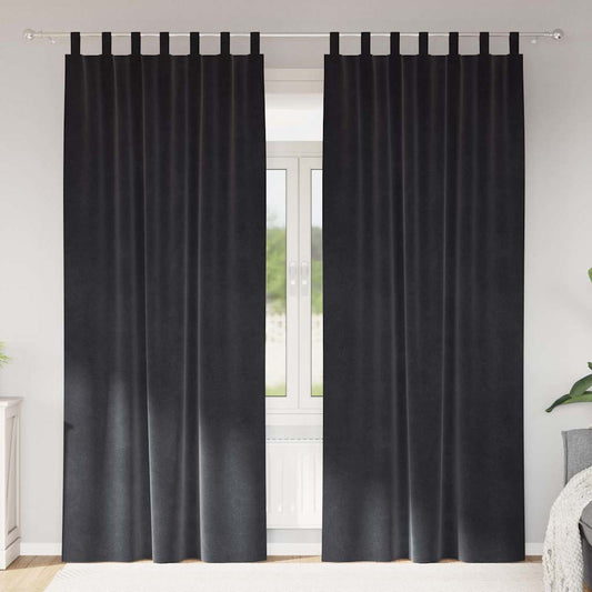 Curtains with Curtains 2 pcs Dark grey 140 x 260 cm Velvet