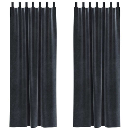 Curtains with Curtains 2 pcs Dark grey 140 x 260 cm Velvet