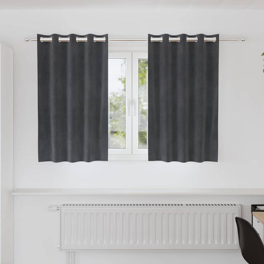 Curtains with Curtains 2 pcs Light grey 140 x 140 cm Velvet