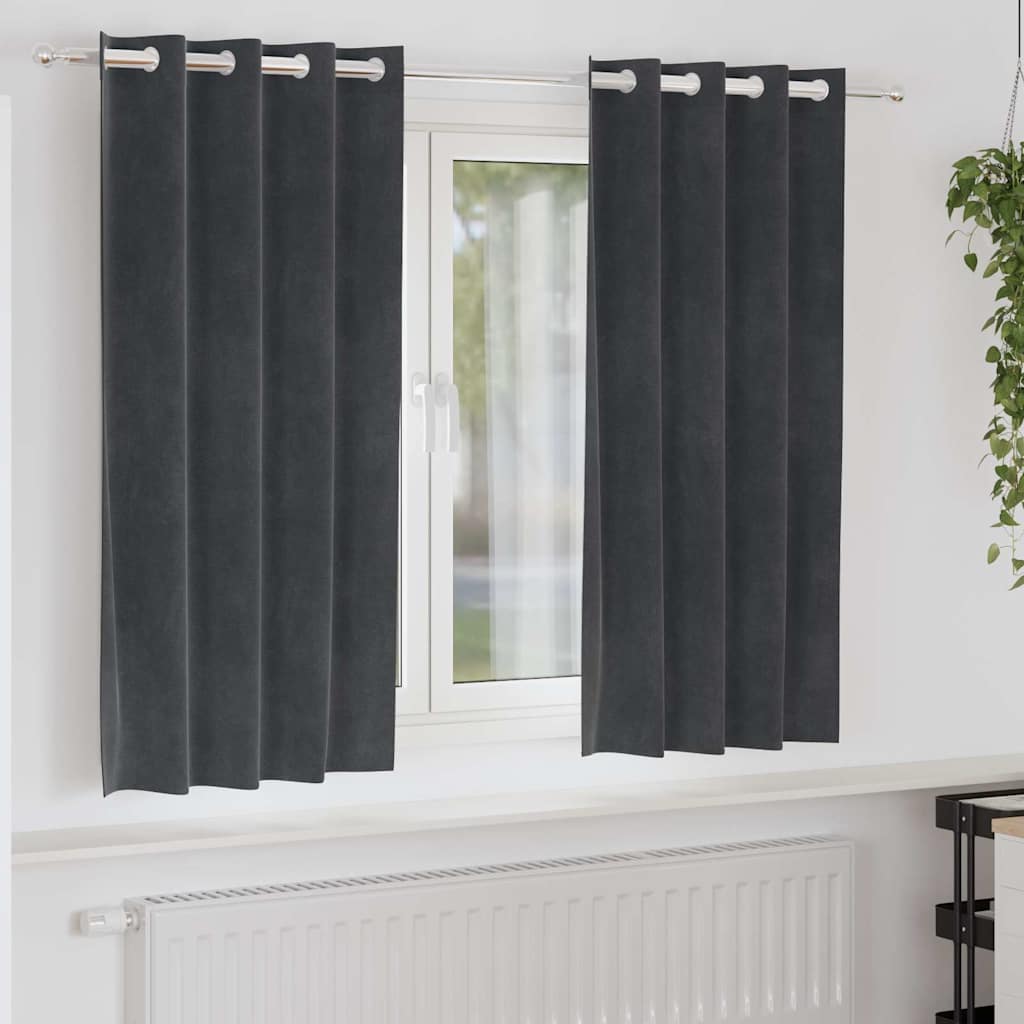 Curtains with Curtains 2 pcs Light grey 140 x 175 cm Velvet