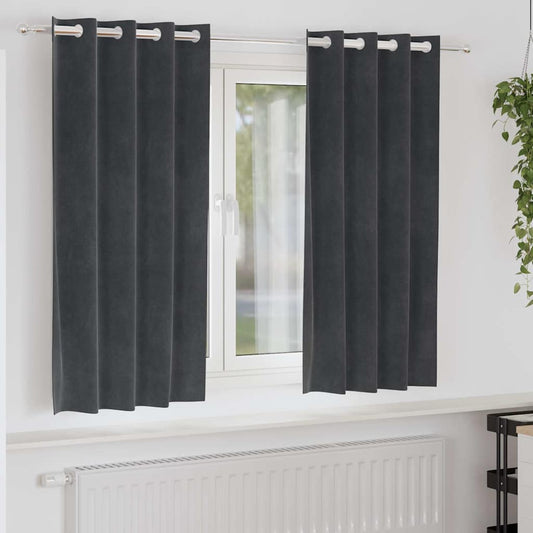 Curtains with Curtains 2 pcs Light grey 140 x 175 cm Velvet