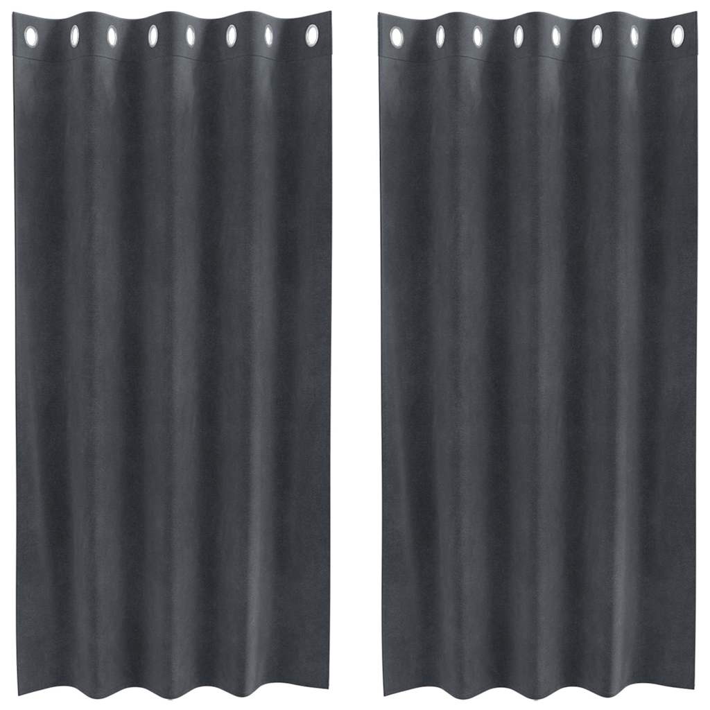 Curtains with Curtains 2 pcs Light grey 140 x 175 cm Velvet