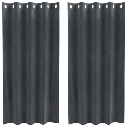 Blackout Curtains 2 pcs Light Grey 140 x 175 cm Velvet
