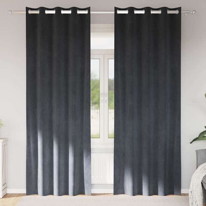 Curtains with Curtains 2 pcs Light grey 140 x 260 cm Velvet