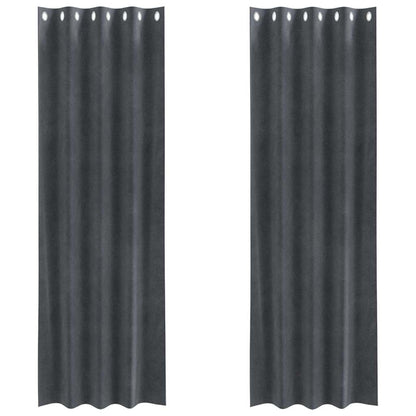 Curtains with Curtains 2 pcs Light grey 140 x 260 cm Velvet