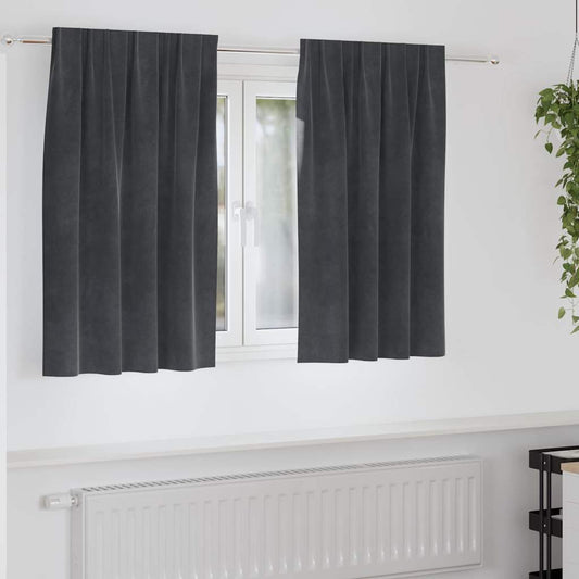 Curtains with Curtains 2 pcs Light grey 140 x 140 cm Velvet