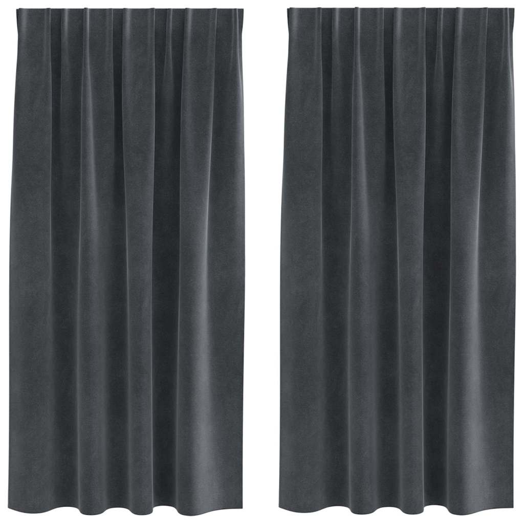 Curtains with Curtains 2 pcs Light grey 140 x 175 cm Velvet