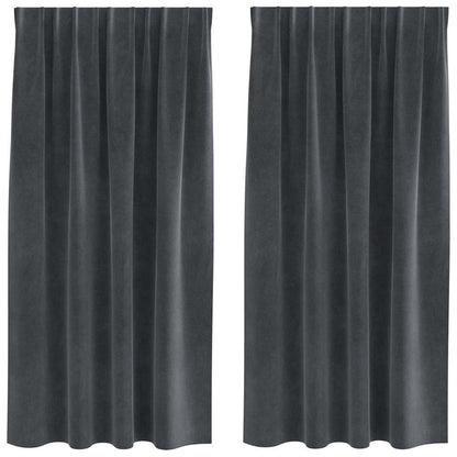 Curtains with Curtains 2 pcs Light grey 140 x 175 cm Velvet