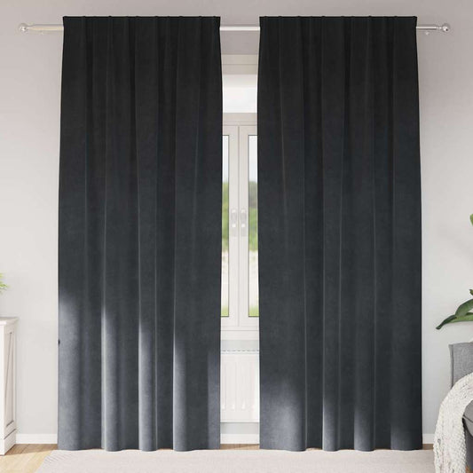 Curtains with Curtains 2 pcs Light Grey 140 x 260 cm Velvet