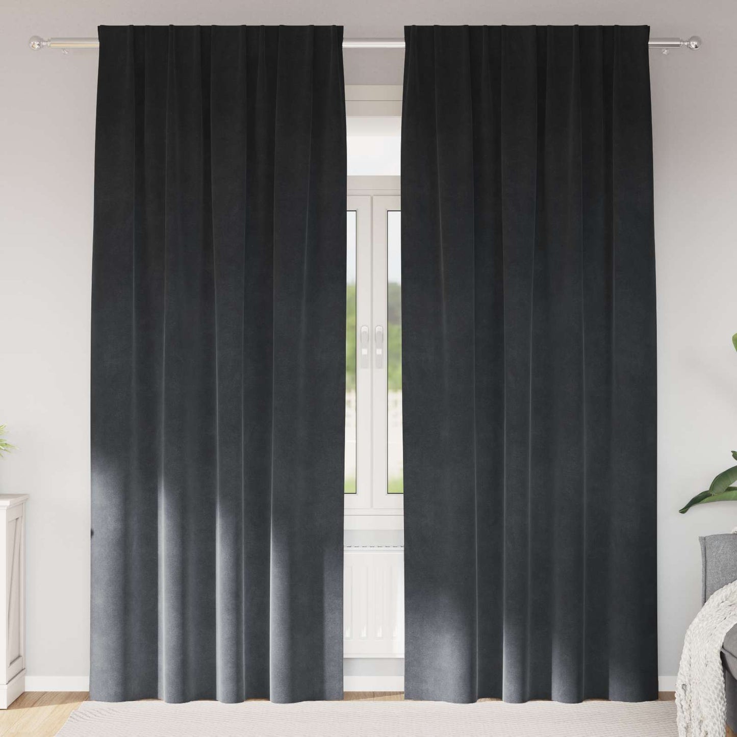 Blackout Curtains 2 pcs Light Grey 140 x 260 cm Velvet