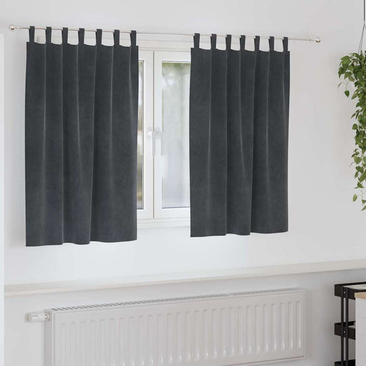 Curtains with Curtains 2 pcs Light grey 140 x 140 cm Velvet