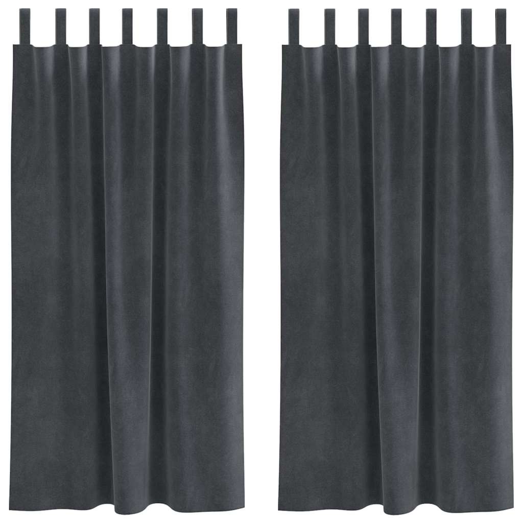 Curtains with Curtains 2 pcs Light grey 140 x 175 cm Velvet