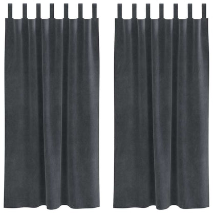 Curtains with Curtains 2 pcs Light grey 140 x 175 cm Velvet