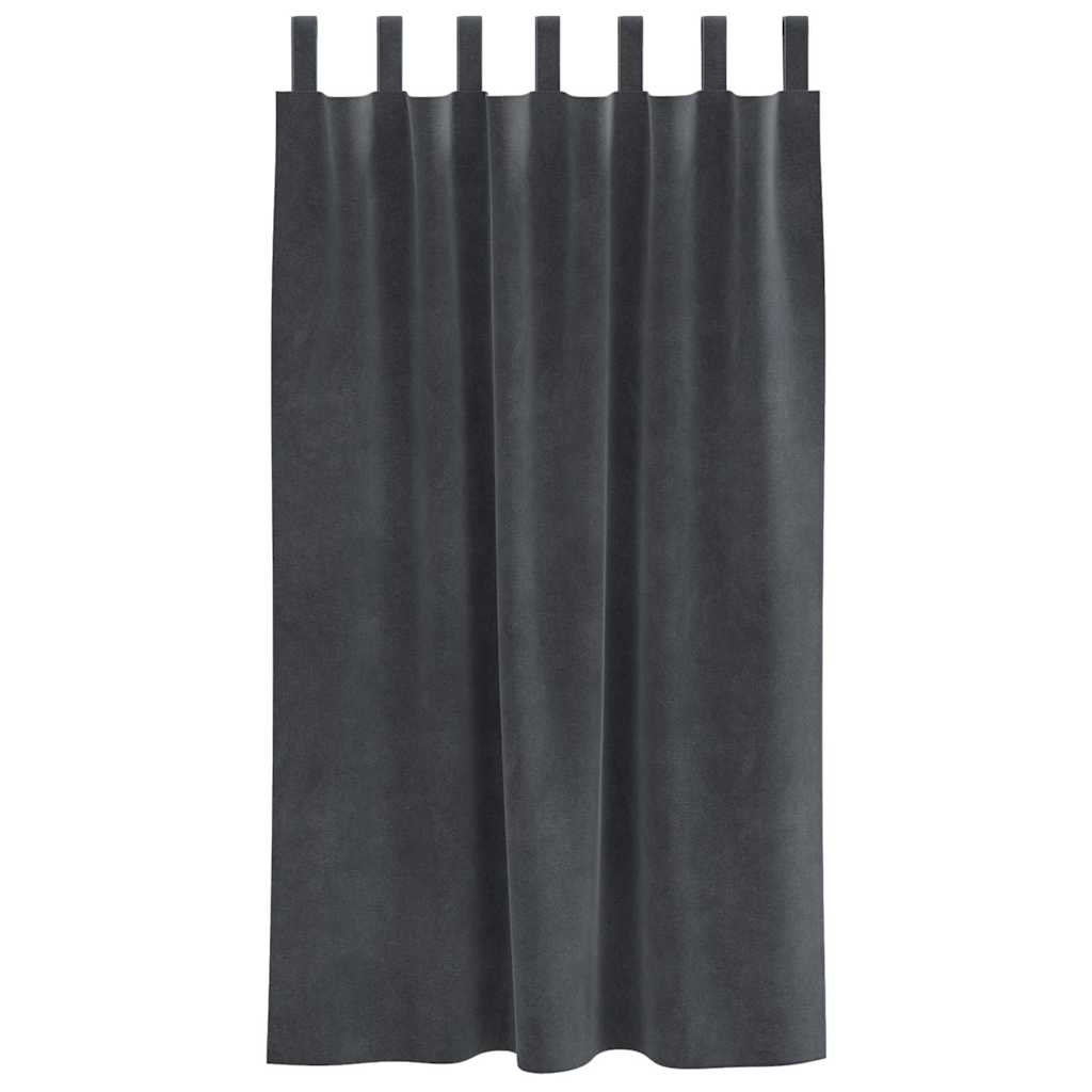 Curtains with Curtains 2 pcs Light grey 140 x 175 cm Velvet
