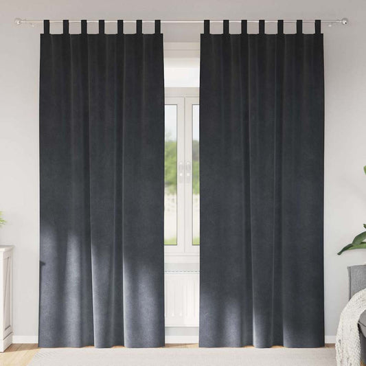 Curtains with Curtains 2 pcs Light grey 140 x 260 cm Velvet
