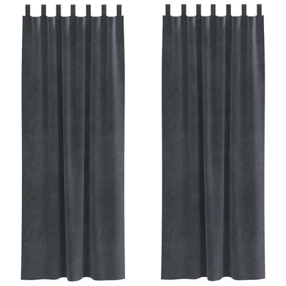 Curtains with Curtains 2 pcs Light grey 140 x 260 cm Velvet