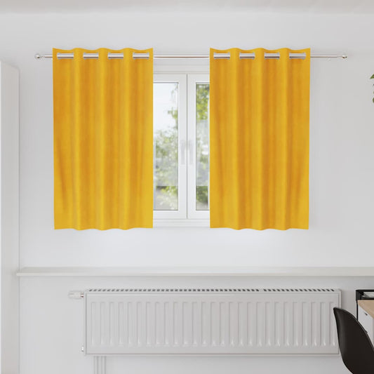 Curtains with Curtains 2 pcs Mustard yellow 140 x 140 cm Velvet