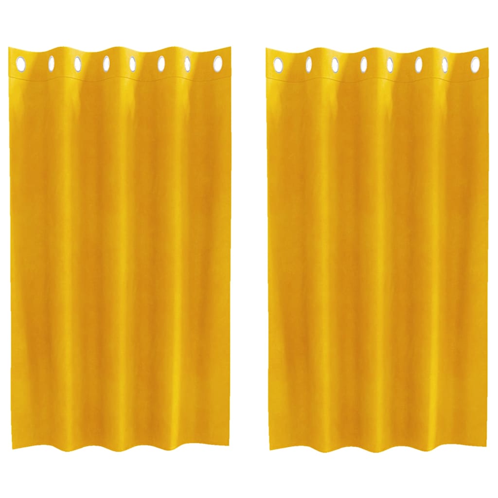 Curtains with Curtains 2 pcs Mustard yellow 140 x 140 cm Velvet
