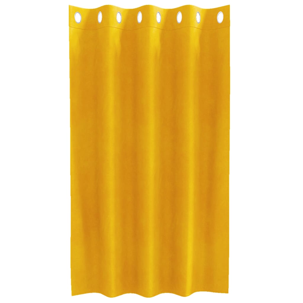 Curtains with Curtains 2 pcs Mustard yellow 140 x 140 cm Velvet
