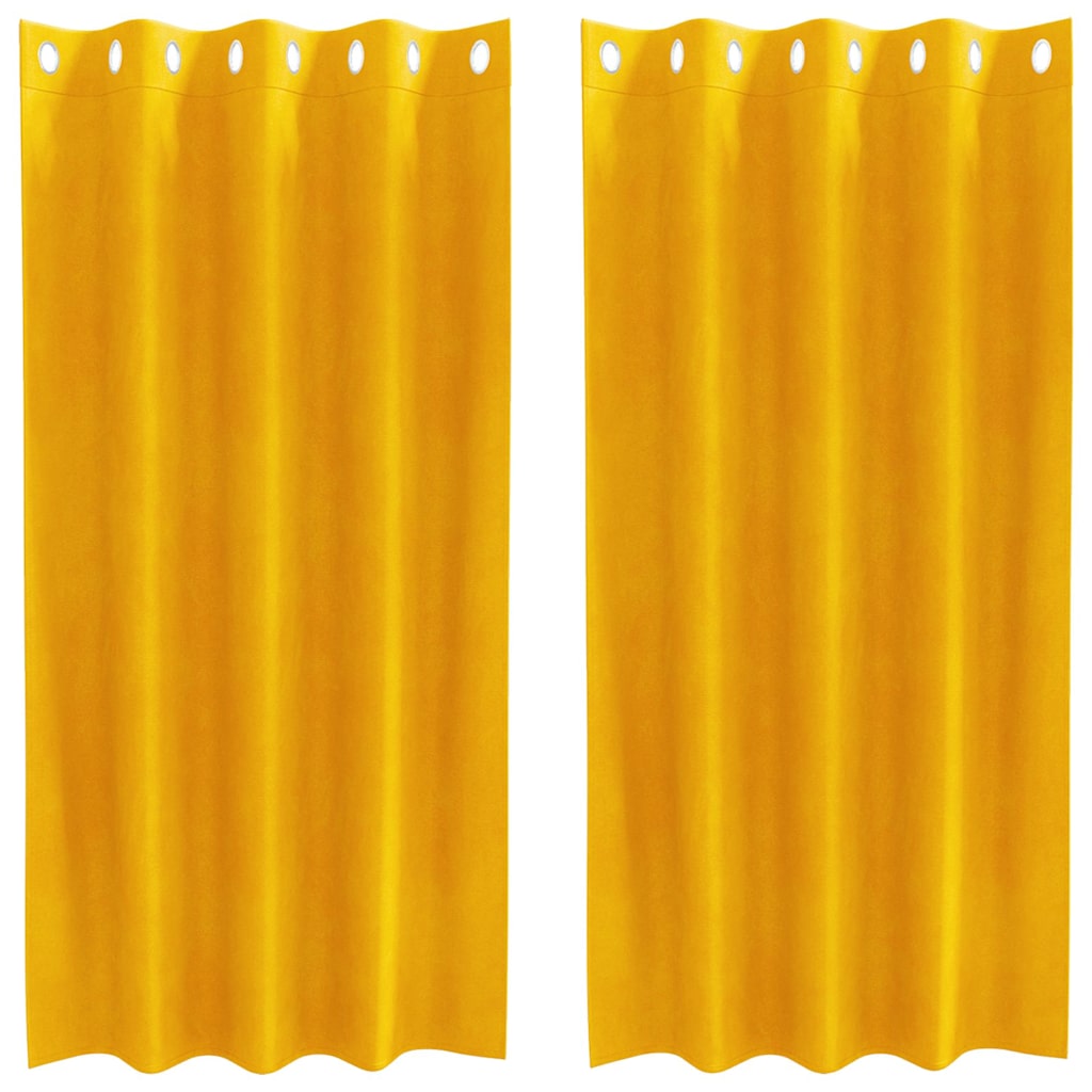Curtains with Curtains 2 pcs Mustard Yellow 140 x 175 cm Velvet