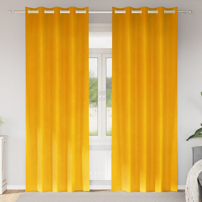 Curtains with Curtains 2 pcs Mustard yellow 140 x 260 cm Velvet