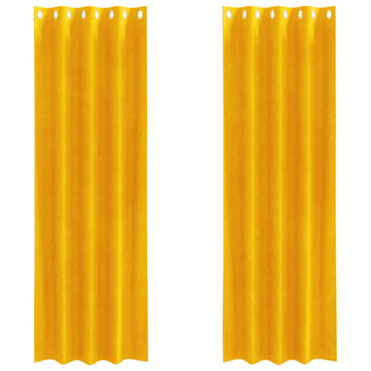 Curtains with Curtains 2 pcs Mustard yellow 140 x 260 cm Velvet