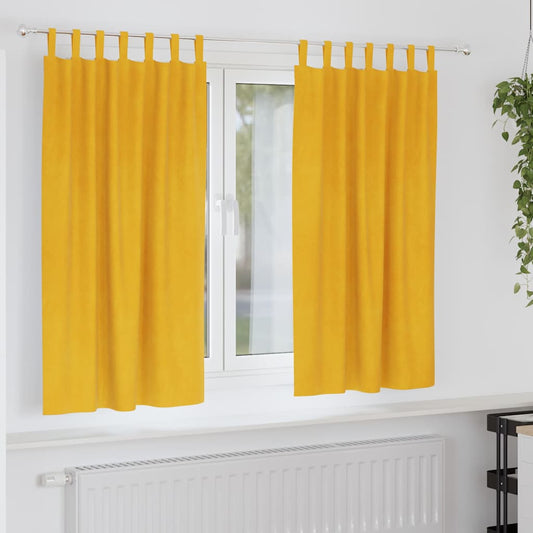 Curtains with Curtains 2 pcs Mustard Yellow 140 x 175 cm Velvet