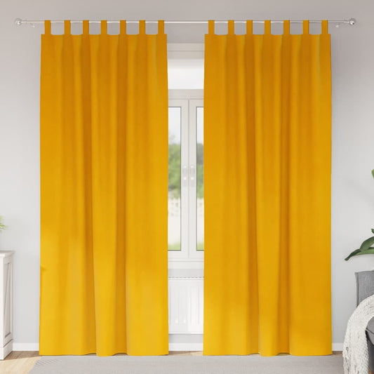 Curtains with Curtains 2 pcs Mustard yellow 140 x 260 cm Velvet