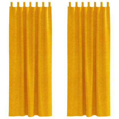 Curtains with Curtains 2 pcs Mustard yellow 140 x 260 cm Velvet