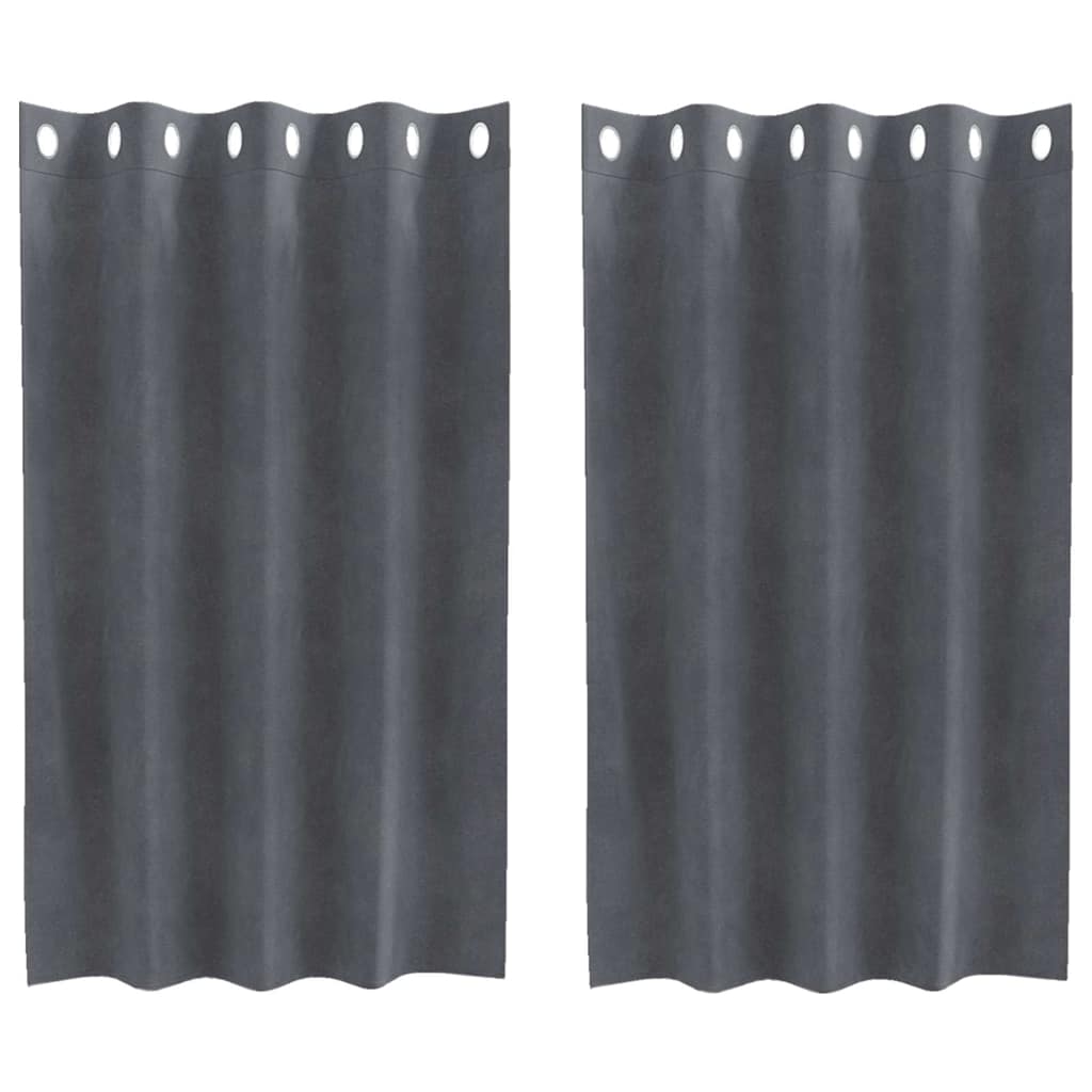 Curtains with Curtains 2 pcs Light grey 140 x 140 cm Velvet