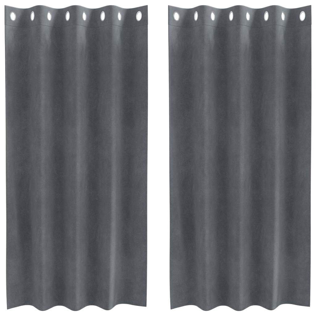 Curtains with Curtains 2 pcs Light grey 140 x 175 cm Velvet
