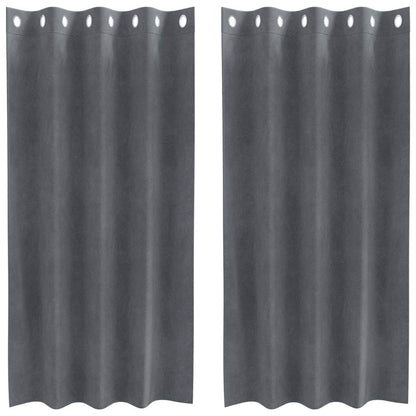 Curtains with Curtains 2 pcs Light grey 140 x 175 cm Velvet