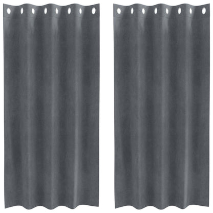 Blackout Curtains 2 pcs Light Grey 140 x 175 cm Velvet