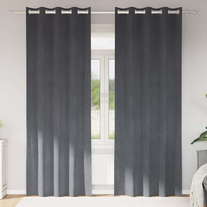 Curtains with Curtains 2 pcs Light grey 140 x 225 cm Velvet