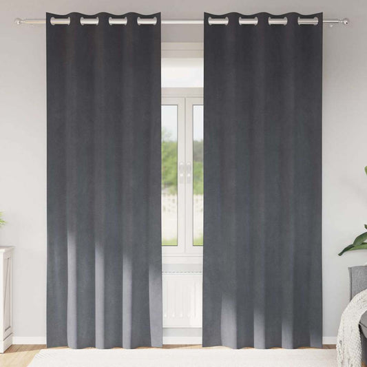 Curtains with Curtains 2 pcs Light grey 140 x 260 cm Velvet