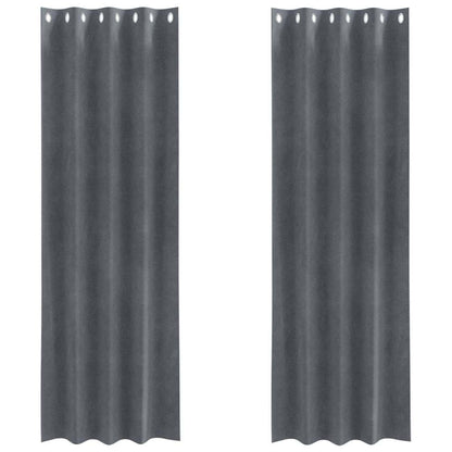 Curtains with Curtains 2 pcs Light grey 140 x 260 cm Velvet