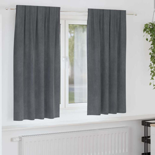 Curtains with Curtains 2 pcs Light grey 140 x 175 cm Velvet