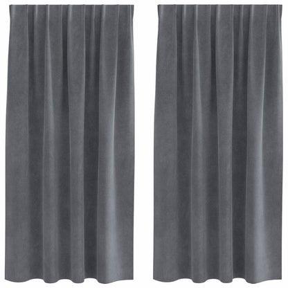 Curtains with Curtains 2 pcs Light grey 140 x 175 cm Velvet