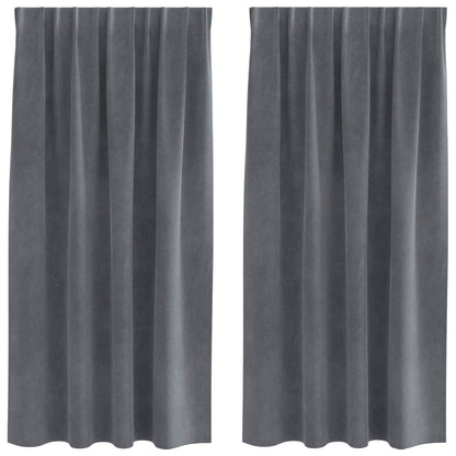 Blackout Curtains 2 pcs Light Grey 140 x 175 cm Velvet