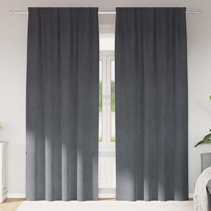 Curtains with Curtains 2 pcs Light grey 140 x 225 cm Velvet