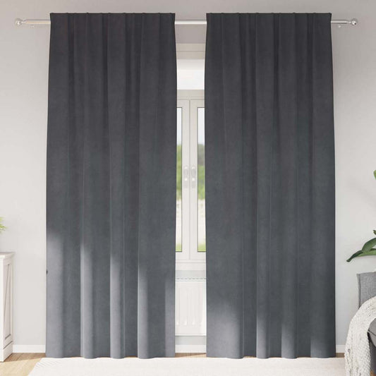 Curtains with Curtains 2 pcs Light grey 140 x 225 cm Velvet