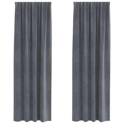 Curtains with Curtains 2 pcs Light grey 140 x 225 cm Velvet