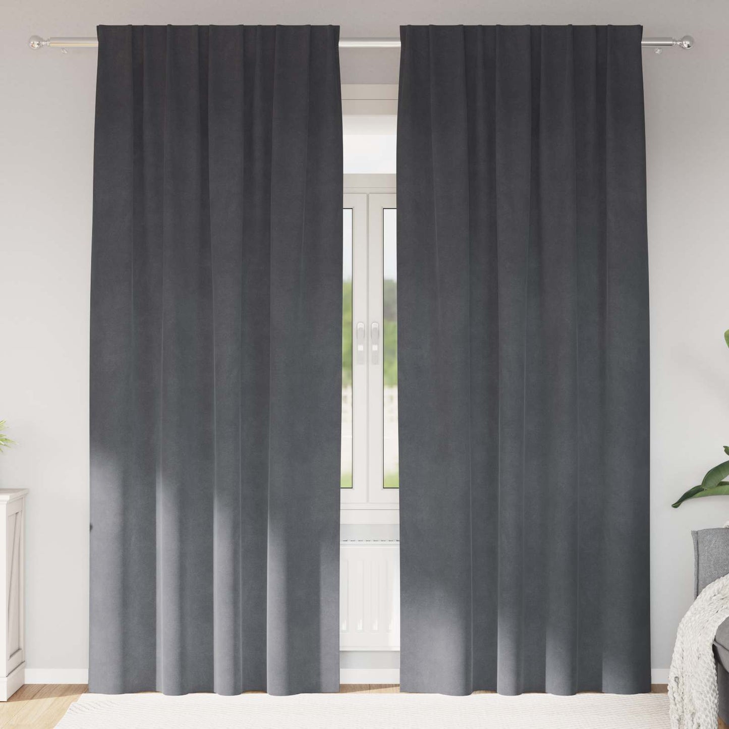 Blackout Curtains 2 pcs Light Grey 140 x 245 cm Velvet