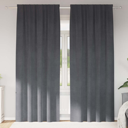 Blackout Curtains 2 pcs Light Grey 140 x 245 cm Velvet