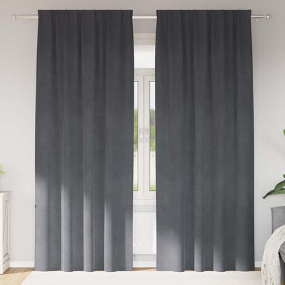 Blackout Curtains 2 pcs Light Grey 140 x 260 cm Velvet