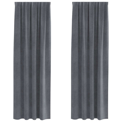 Blackout Curtains 2 pcs Light Grey 140 x 260 cm Velvet