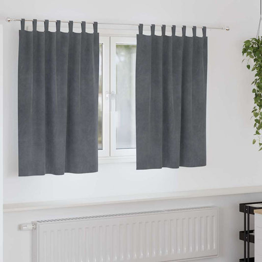 Curtains with Curtains 2 pcs Light grey 140 x 140 cm Velvet