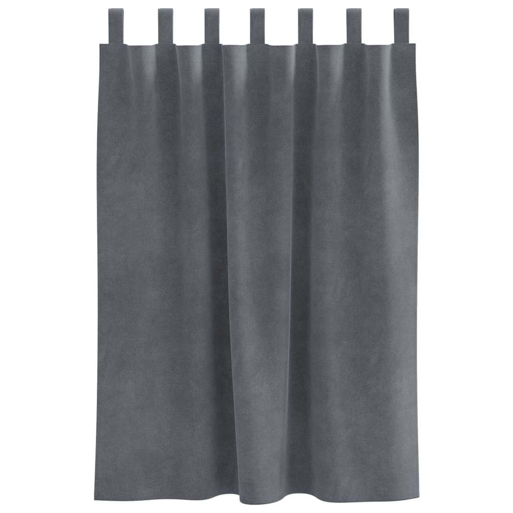 Curtains with Curtains 2 pcs Light grey 140 x 140 cm Velvet