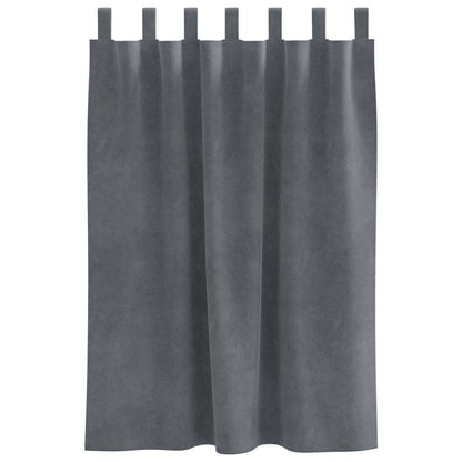 Curtains with Curtains 2 pcs Light grey 140 x 140 cm Velvet