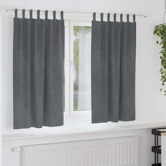 Curtains with Curtains 2 pcs Light grey 140 x 175 cm Velvet
